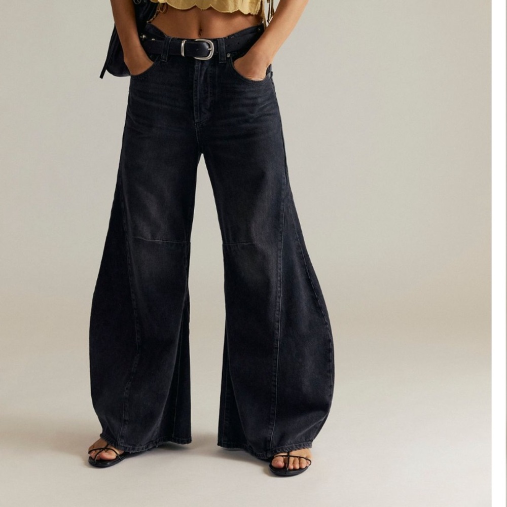 We The Free Black Flare Jeans High-Rise Wide-Leg